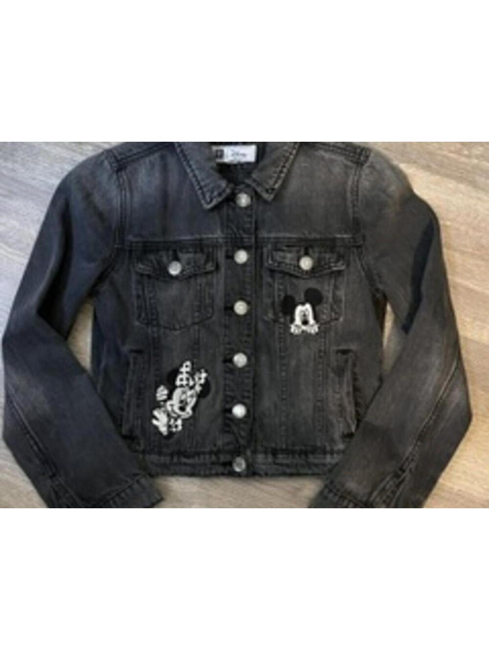 Gap Disney Black Denim Jacket with Mickey and Minnie Patches, Regular XL - Picture 1 of 3